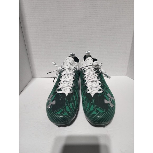 Men's Size 9  Under Armour Spotlight MC ‘Green’ Football Cleats 3023959-102 - Picture 8 of 9